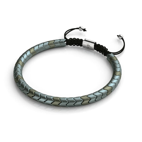 Serpentine | Matte Seafoam Hematite x Silver | Wave Bracelet